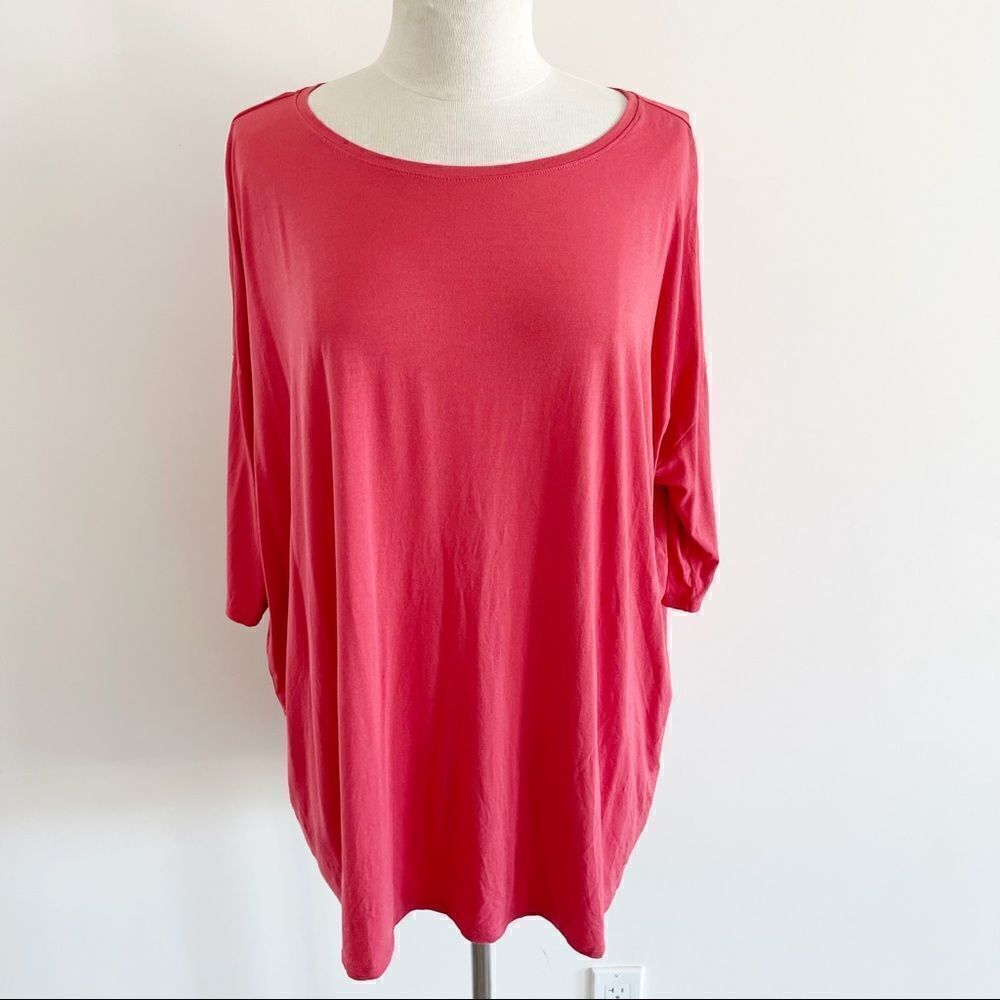 Eileen Fisher Orange Modal Pullover Blouse Top Med